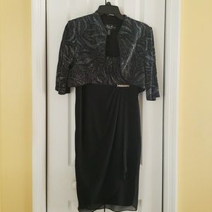 Black and Silver Elegant Dress with Jacket